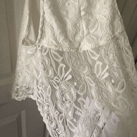 peach royal white floral lace top size small - Picture 5 of 5